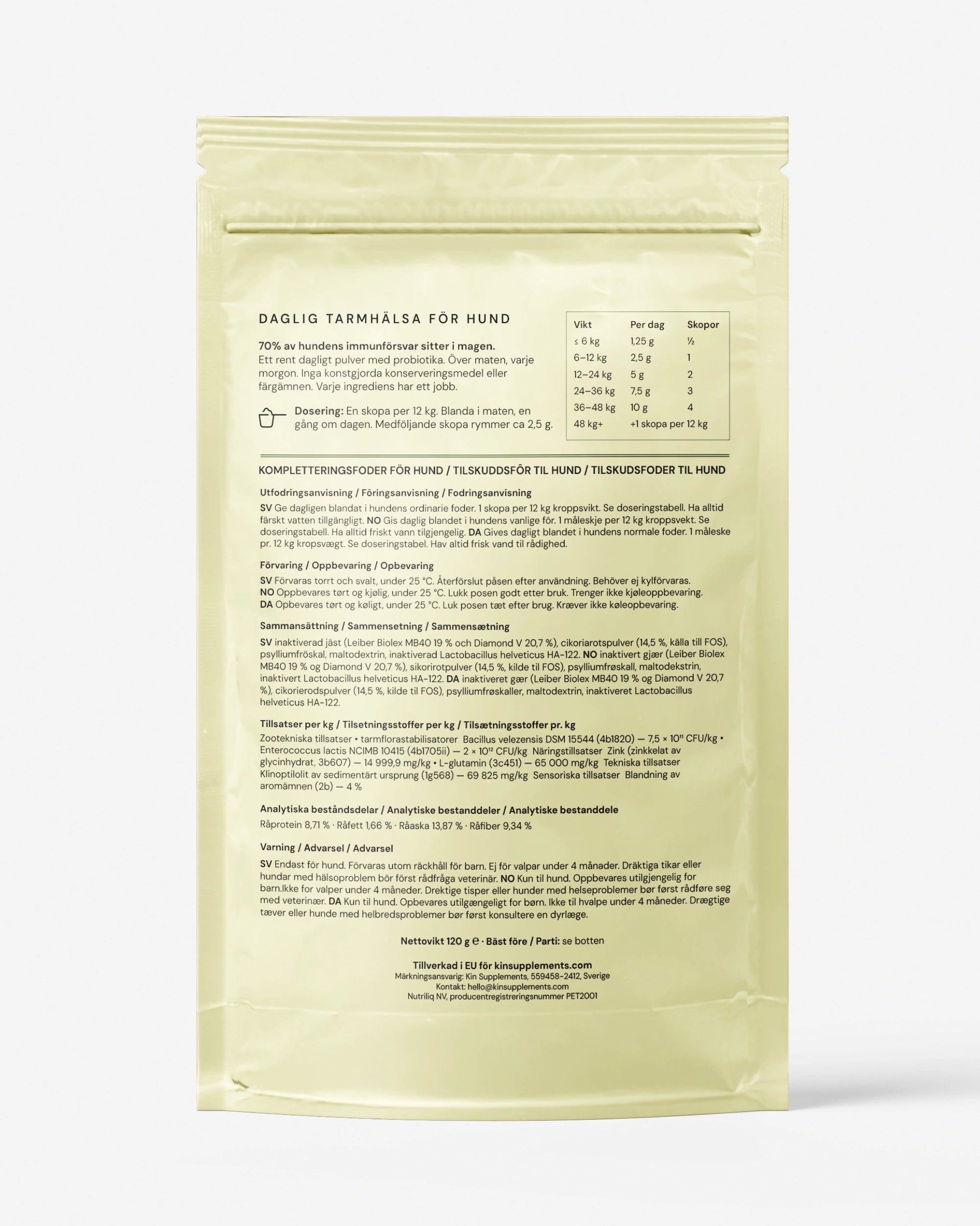 KIN Gut. Probiotic powder for dogs.