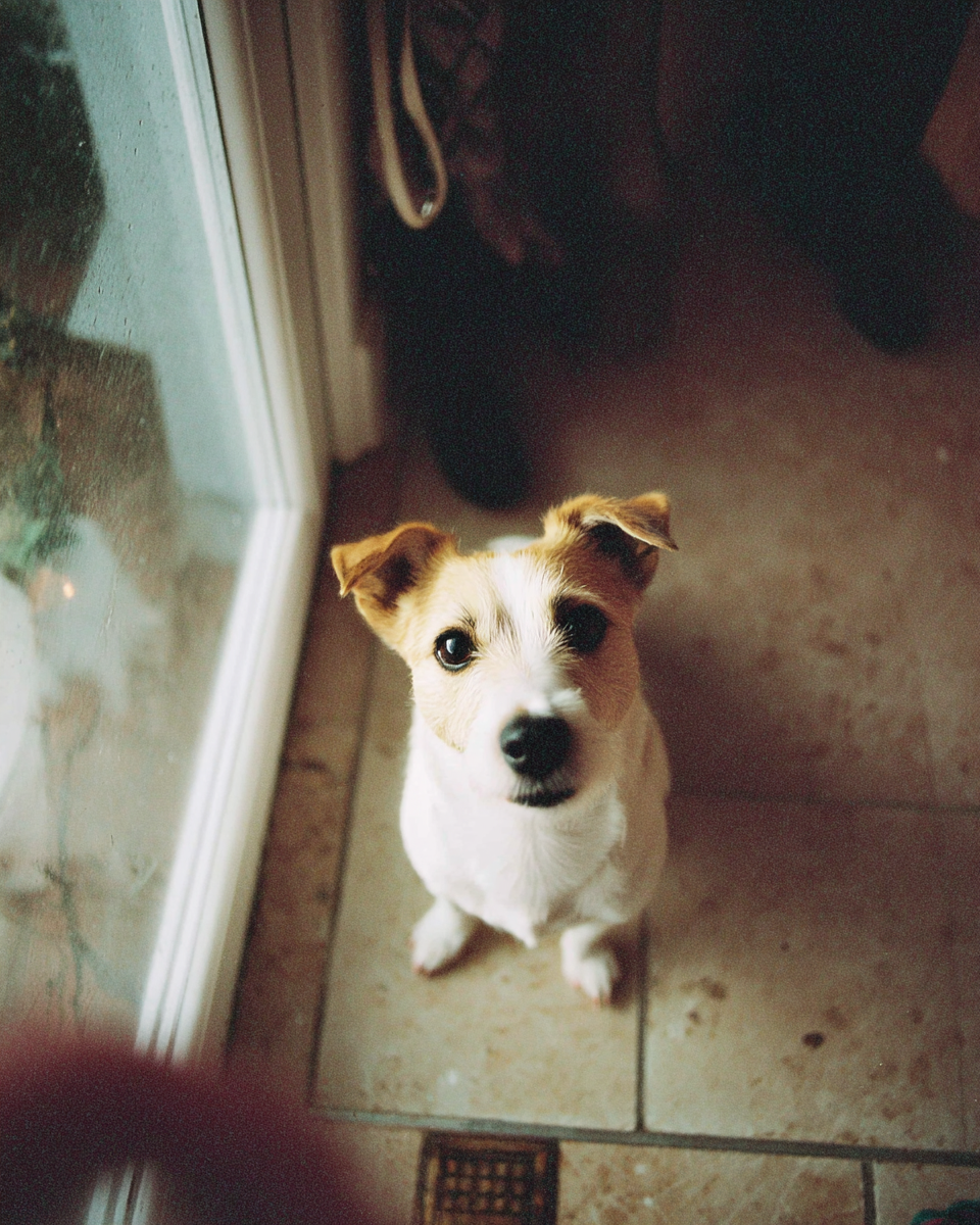 Small white and tan Jack Russell terrier